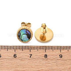 304 Stainless Steel Natural Paua Shell Stud Earrings&nbsp;EJEW-Z103-02G-01