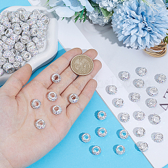 Handmade Polymer Clay Rhinestone European Large Hole Beads with Silver Color Plated Brass Cores&nbsp;FPDL-PA0001-02B