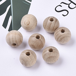 Natural Beech Wood Beads&nbsp;WOOD-T020-01B