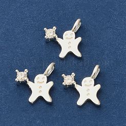 925 Sterling Silver Pave Clear Cubic Zirconia Christmas Gingerbread Man Charms&nbsp;STER-Z104-01S