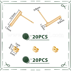 20Pcs Rectangle Brass Stud Earring Findings&nbsp;KK-UN0002-25