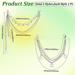 4Pcs 2 Styles Double Layer Iron Alloy Shoe Decoration Chain&nbsp;AJEW-GF0011-24