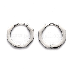 Tarnish Resistant 304 Stainless Steel Octagon Huggie Hoop Earrings&nbsp;STAS-J033-04B-P
