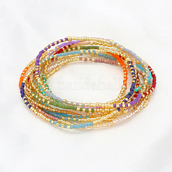 5Pcs 5 Colors Bohemian Color Glass Seed Beaded Stretch Bracelet Sets for Women Elegant Casual Jewelry Gift&nbsp;ES9222-1