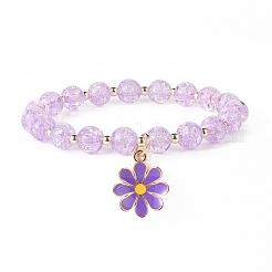 Alloy Enamel Flower Charm Bracelets&nbsp;BJEW-JB09046
