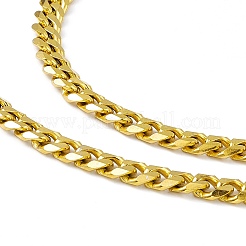 PVD Vacuum Plating 201 Stainless Steel Cuban Link Chain Necklace with 304 Stainless Steel Clasps for Men Women&nbsp;NJEW-M194-01A-G