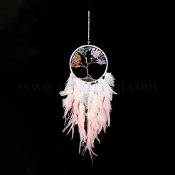 Iron Woven Web/Net with Feather Pendant Decorations&nbsp;AJEW-B017-24