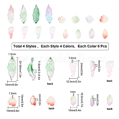 96Pcs 5 Style Two Tone Transparent Spray Painted Glass Pendants&nbsp;GLAA-SC0001-52