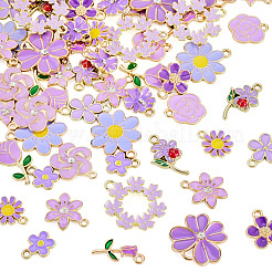 60Pcs 15 Styles Light Gold Alloy Enamel Pendants&nbsp;ENAM-TA0004-01