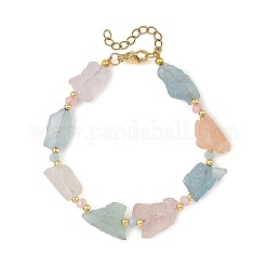 Raw Natural Morganite Nuggets & Dyed Malaysia Jade Beaded Bracelets&nbsp;BJEW-JB14390