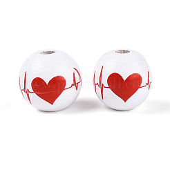 Printed Schima Wood Beads&nbsp;WOOD-T033-07M