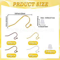 60Pcs Brass Earring Hooks&nbsp;FIND-SC0020-36