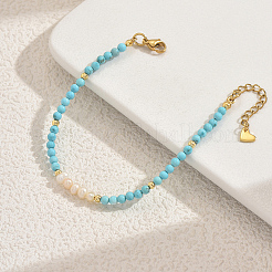 Bohemian Natural Freshwater Pearl and Round Sunthetic Turquoise Beaded Bracelets for Women&nbsp;CW6514