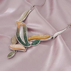 Leaf Alloy Enamel Pendant Necklaces & Stud Dangle Earrings Sets&nbsp;WG0AB14-01