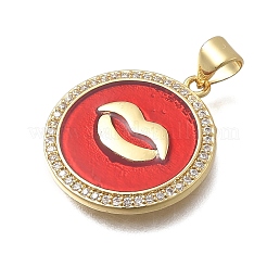 Brass Micro Pave Cubic Zirconia Pendants&nbsp;KK-D431-024B-G
