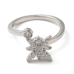 Rotatable Cat Eye Open Ring with Cubic Zirconia&nbsp;RJEW-Q776-01G-01