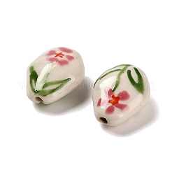 Flower Theme Printed Handmade Porcelain Beads&nbsp;LAMP-D303-06A-01