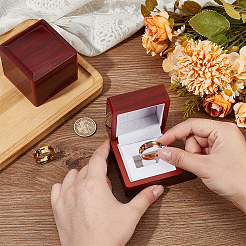Square Wooden One Championship Ring Display Box&nbsp;CON-WH0095-71A