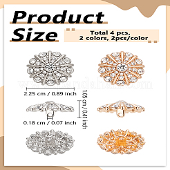 4Pcs 2 Colors 1-Hole Alloy Rhinestone Shank Buttons&nbsp;BUTT-LP0001-68