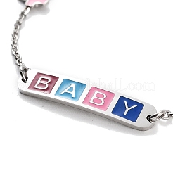 201 Stainless Steel Cross & Rectangle with Word Baby Link Bracelets&nbsp;BJEW-B090-01A-07