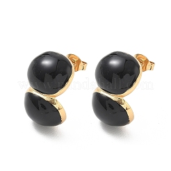 304 Stainless Steel Enamel Stud Earrings&nbsp;SA-CBA2696-32G-02