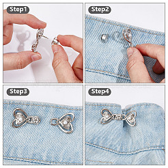 12Pcs 3 Colors Heart Shape Alloy Adjustable Jean Button Pins&nbsp;FIND-DR0001-88