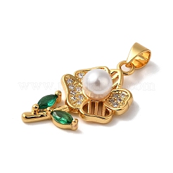 Brass Micro Pave Cubic Zirconia Pendants Pendants&nbsp;KK-K345-09G