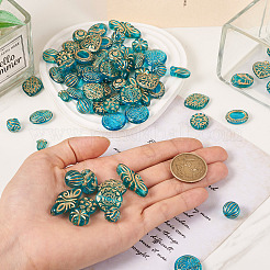96Pcs 16 Styles Plating Acrylic Beads&nbsp;PACR-TA0001-09