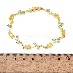 Brass Glass Flower Link Chain Bracelets&nbsp;KK-CBA7DFA-01G-10
