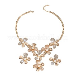 Flower Alloy Crystal Rhinestone & Plastic Pearl Pendant Necklaces & Stud Earrings Sets for Women&nbsp;FS-WGF8FDA-01