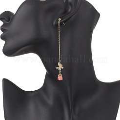 Synthetic Coral Flower Tassel Stud Earrings&nbsp;EJEW-JE06649