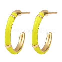 C-Shaped Brass Enamel Stud Earrings&nbsp;EJEW-S277-11G