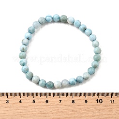 Natural Larimar/Pectolite Round Beaded Stretch Bracelet&nbsp;BJEW-A120-01A