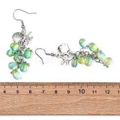 Shell with Starfish Shape Alloy Dangle Earrings&nbsp;EJEW-JE05622-01