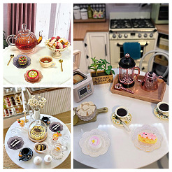 12Pcs 3 Colors Plastic Plate & 36Pcs 3 Styles Resin Tableware Miniature Ornaments&nbsp;DIY-TA0015-50