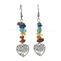 Natural & Synthetic Mixed Stone Chips Dangle Earrings&nbsp;EJEW-JE05390