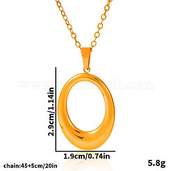 304 Stainless Steel Hollow Oval Pendant Necklaces for Women&nbsp;EJ0171-2