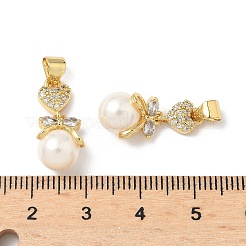 Brass Micro Pave Cubic Zirconia and ABS Imitation Pearl Pendants&nbsp;KK-Q068-14G