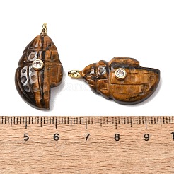 Natural Tiger Eye Carved Pendants&nbsp;G-H357-05G-04