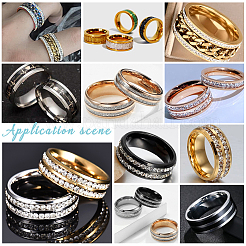16Pcs 16 Style 201 Stainless Steel Grooved Finger Ring Settings&nbsp;STAS-UN0044-17