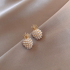 Pineapple Alloy Plastic Imitation Pearl Stud Earrings&nbsp;FS-WG66433-01