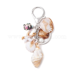 3Pcs Opaque Acrylic Imitation Shell & Synthetic Turquoise Keychains&nbsp;KEYC-JKC01338