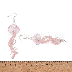 Dyed Natural Malaysia Jade Jellyfish Dangle Earrings for Women&nbsp;EJEW-JE07484-01