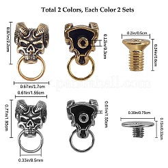4Pcs 2 Colors Alloy Bag Decorative Demon Skull Head Buckle Clasps&nbsp;KK-GF0001-09