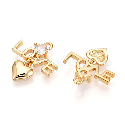 Brass Micro Pave Cubic Zirconia Pendants&nbsp;KK-N261-86G