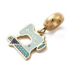 304 Stainless Steel Light Blue Enamel European Dangle Charms&nbsp;STAS-D153-18G
