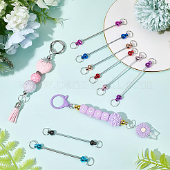 10Pcs 10 Colors Alloy Beadable Keychain Bar for Jewelry Making DIY Crafts&nbsp;FIND-SC0014-33