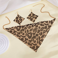 Triangle Scarves & Rhombus Sequin Alloy Pendant Necklaces & Dangle Earrings Sets&nbsp;FS-WG6C930-05