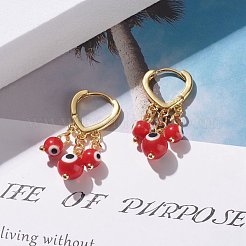 Evil Eye Lampwork Round Beads Dangle Hoop Earrings&nbsp;EJEW-JE04826-05
