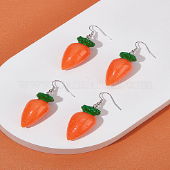 2 Pairs Carrot Alloy Resin Dangle Earrings for Women&nbsp;EJEW-LP0001-54